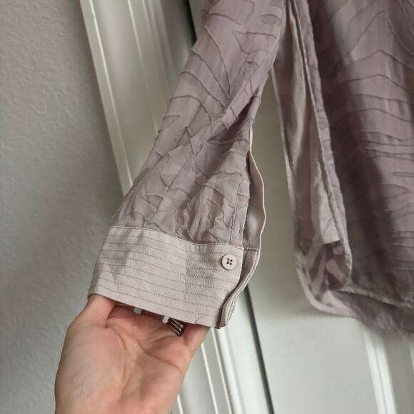 Rebecca Taylor Silk Burnout Sheer Lavender Textured Blouse Top 10 Popover - Picture 7 of 11